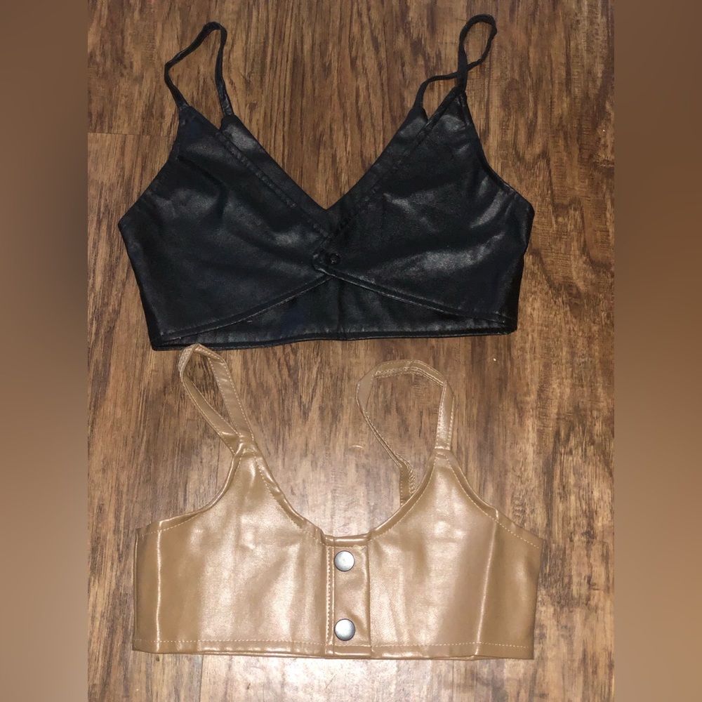Leather crop vests